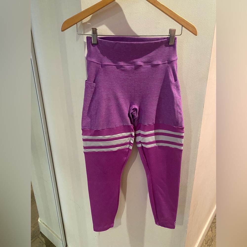 Bombshell Sportswear Purple Leggings with Stripes